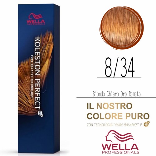 Tinta capelli Wella Koleston Perfect Me+ biondo chiaro oro ramato da 60 ml - 8/34