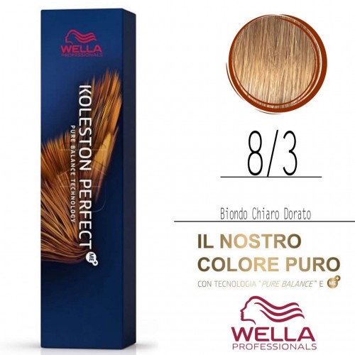 Tinta capelli Wella Koleston Perfect Me+ biondo chiaro dorato da 60 ml - 8/3