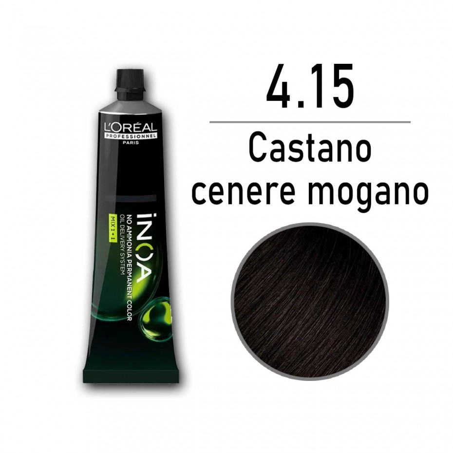 Tinta capelli L'Oreal Inoa castano cenere mogano da 60 ml - 4.15