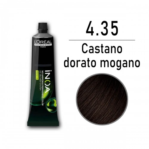 Tinta capelli L'Oreal Inoa castano dorato mogano da 60 ml - 4.35