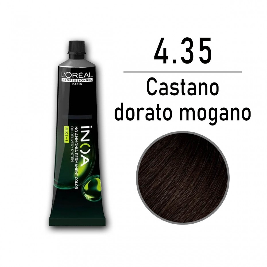 Tinta capelli L'Oreal Inoa castano dorato mogano da 60 ml - 4.35