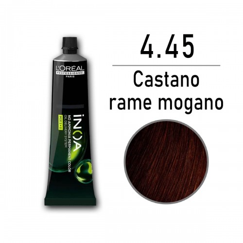 Tinta capelli L'Oreal Inoa castano rame mogano da 60 ml - 4.45