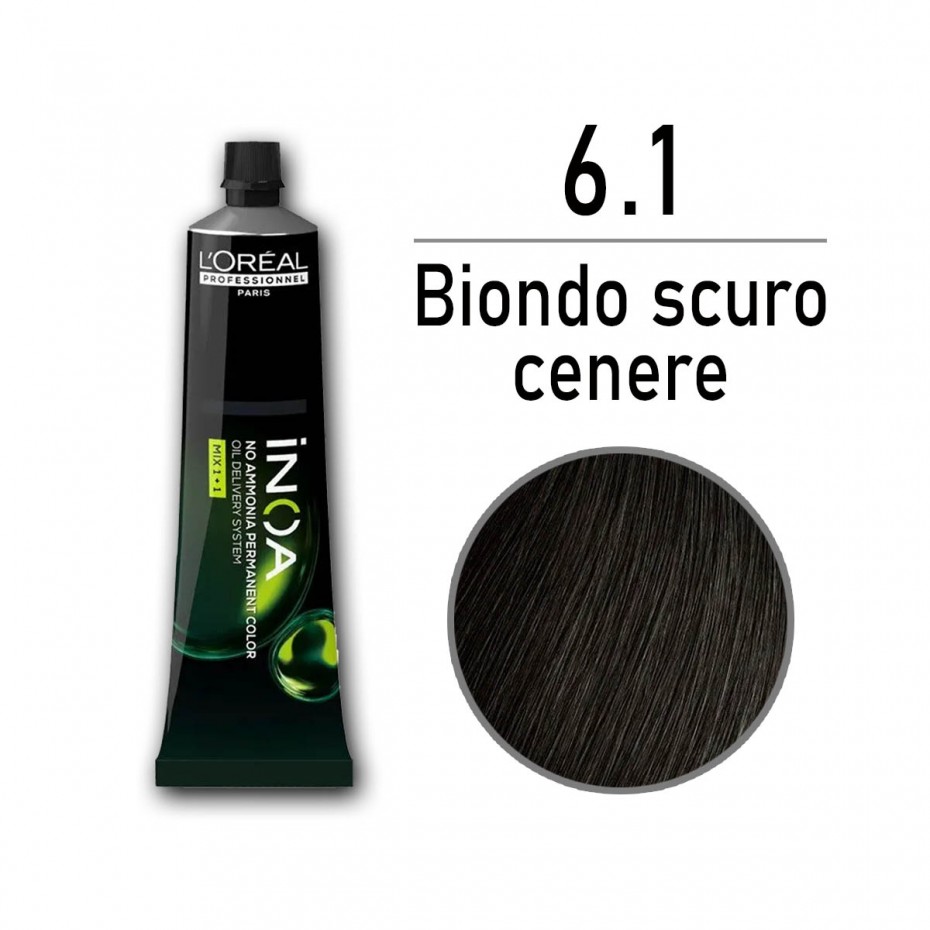 Tinta capelli L'Oreal Inoa biondo scuro cenere da 60 ml - 6.1