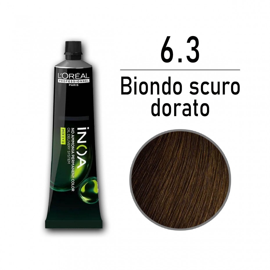 Tinta capelli L'Oreal Inoa biondo scuro dorato da 60 ml - 6.3