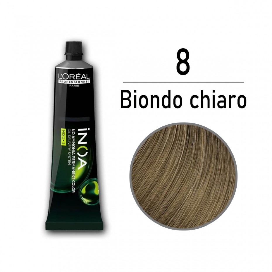 Tinta capelli L'Oreal Inoa biondo chiaro da 60 ml - 8