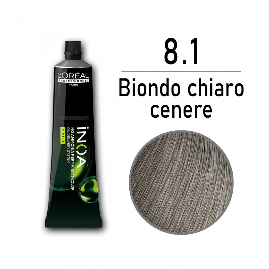 Tinta capelli L'Oreal Inoa biondo chiaro cenere da 60 ml - 8.1