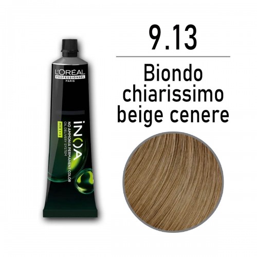 Tinta capelli L'Oreal Inoa biondo chiarissimo beige cenere da 60 ml - 9.13