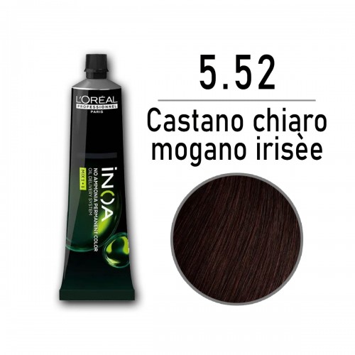 Tinta capelli L'Oreal Inoa castano chiaro mogano irisèe da 60 ml - 5.52