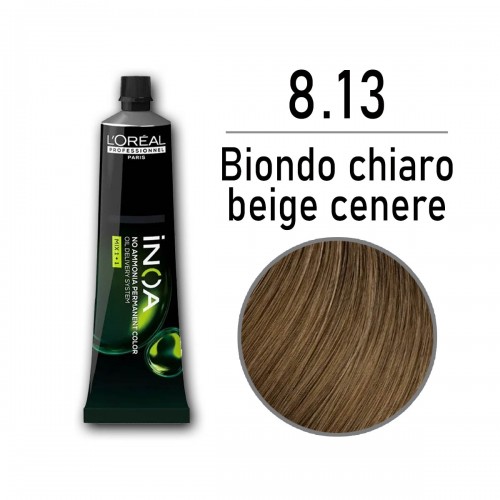 Tinta capelli L'Oreal Inoa biondo chiaro beige cenere da 60 ml - 8.13