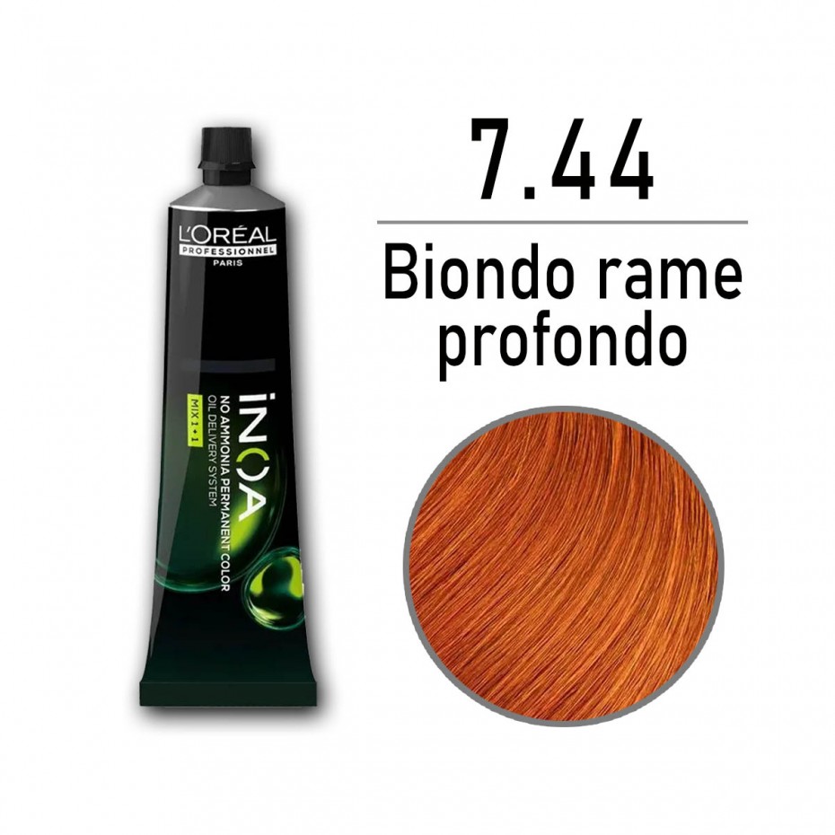 Tinta capelli L'Oreal Inoa biondo rame profondo da 60 ml - 7.44