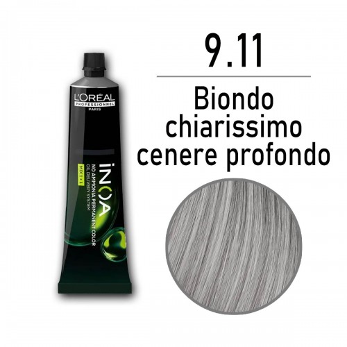 Tinta capelli L'Oreal Inoa biondo chiarissimo cenere profondo da 60 ml - 9.11