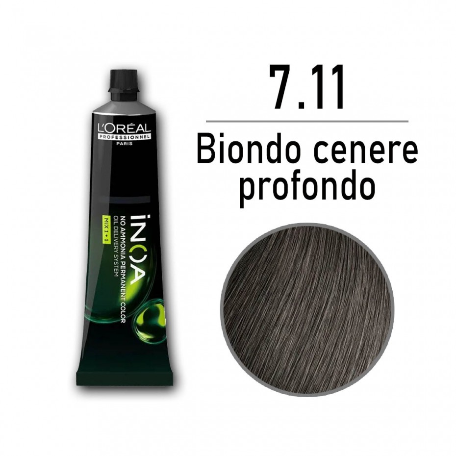 Tinta capelli L'Oreal Inoa biondo cenere profondo da 60 ml - 7.11