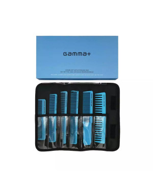 Set pettini barber Gamma+ fibra di carbonio azzurro 6pz