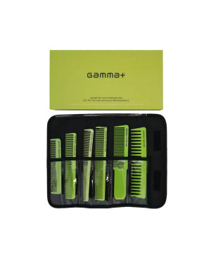 Set pettini barber Gamma+ fibra di carbonio verde 6pz