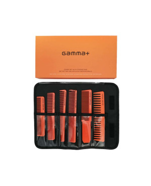 Set pettini barber Gamma+ fibra di carbonio arancio 6pz